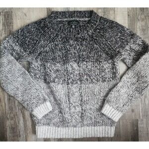Lucky Brand Womens Sweater Small Gray Ombre Pullover Wool Blend Cozy Marled